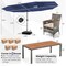 Outdoor 11 Piece Dining Set with Double-Sided 15 Feet Umbrella and Cushions